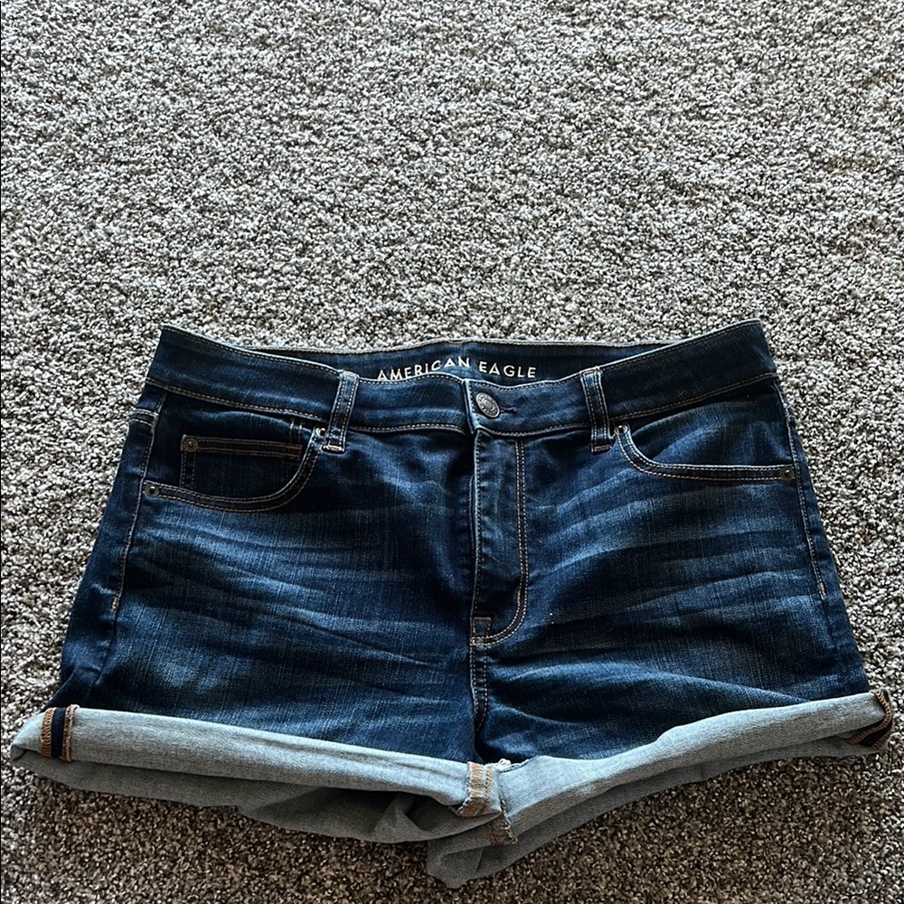American Eagle Outfitters Blue Jean Shorts with Cuffed Hem